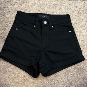 Aeropostale Black High-Waist Cuffed Women's Shorts